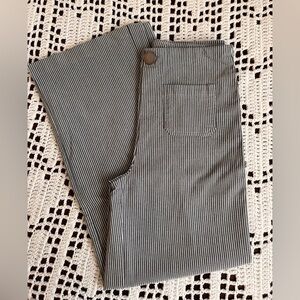 Wide Leg Cropped Pinstripe Pants